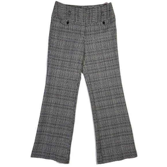Worthington Wide Leg Plaid Tweed Trousers Black White Size 10 - Picture 1 of 11